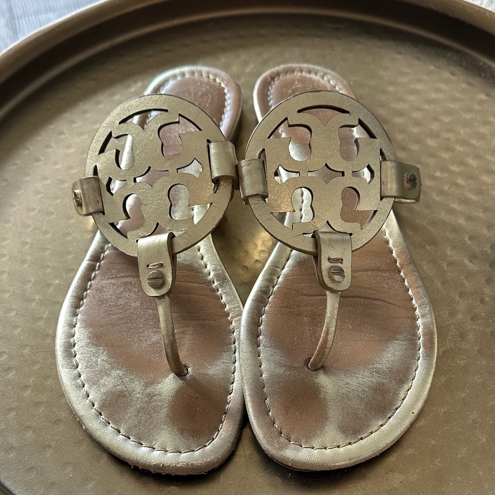 Tory Burch Metallic Gold Thong Sandals